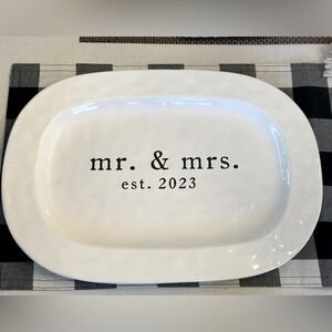 Mud Pie Ceramic Mr. And Mrs. Serving Platter